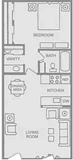 Floorplan B - 1x1
